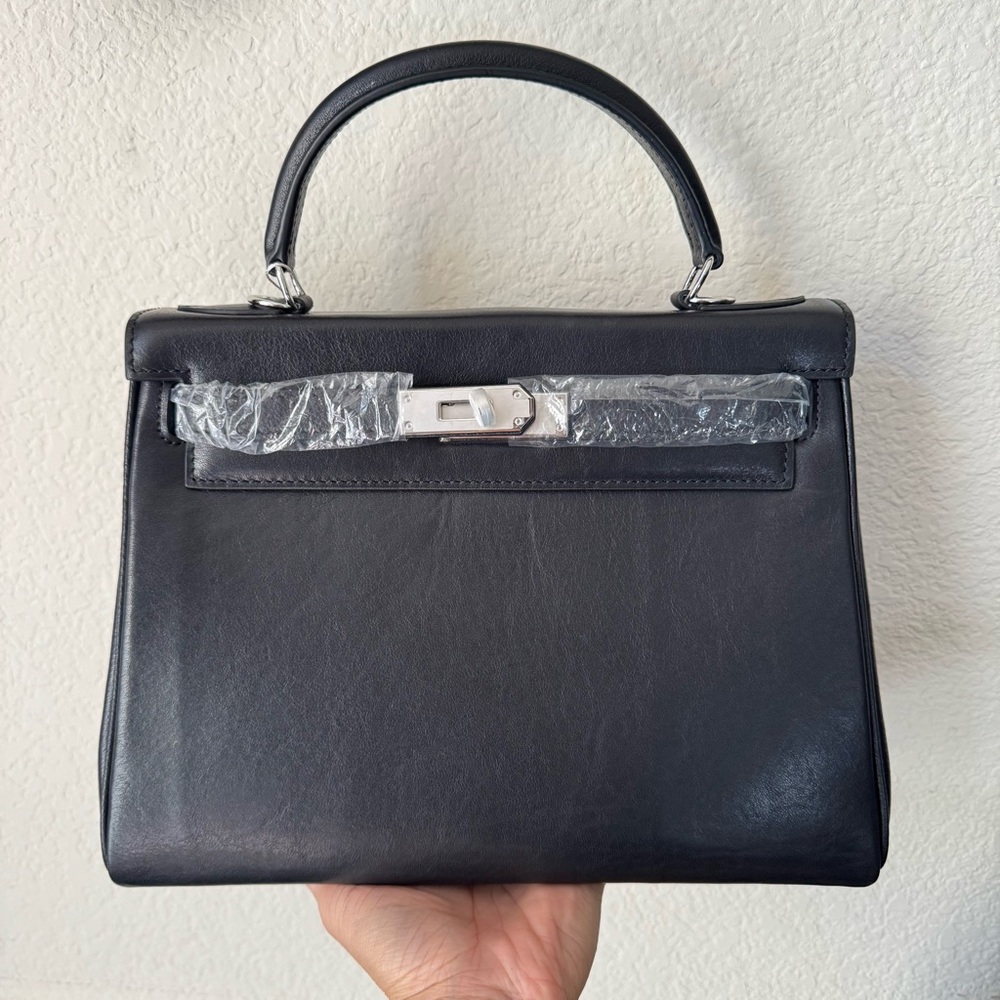 *READ LEATHER INSIDE & OUT | Black 28 Belted Smooth Leather Top Handle Bag - Picture 9 of 12